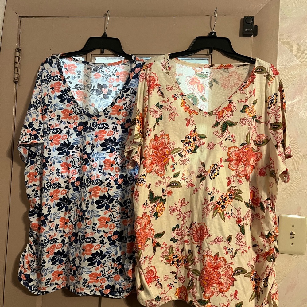 Lane Bryant Floral V-Neck Tunic Tops